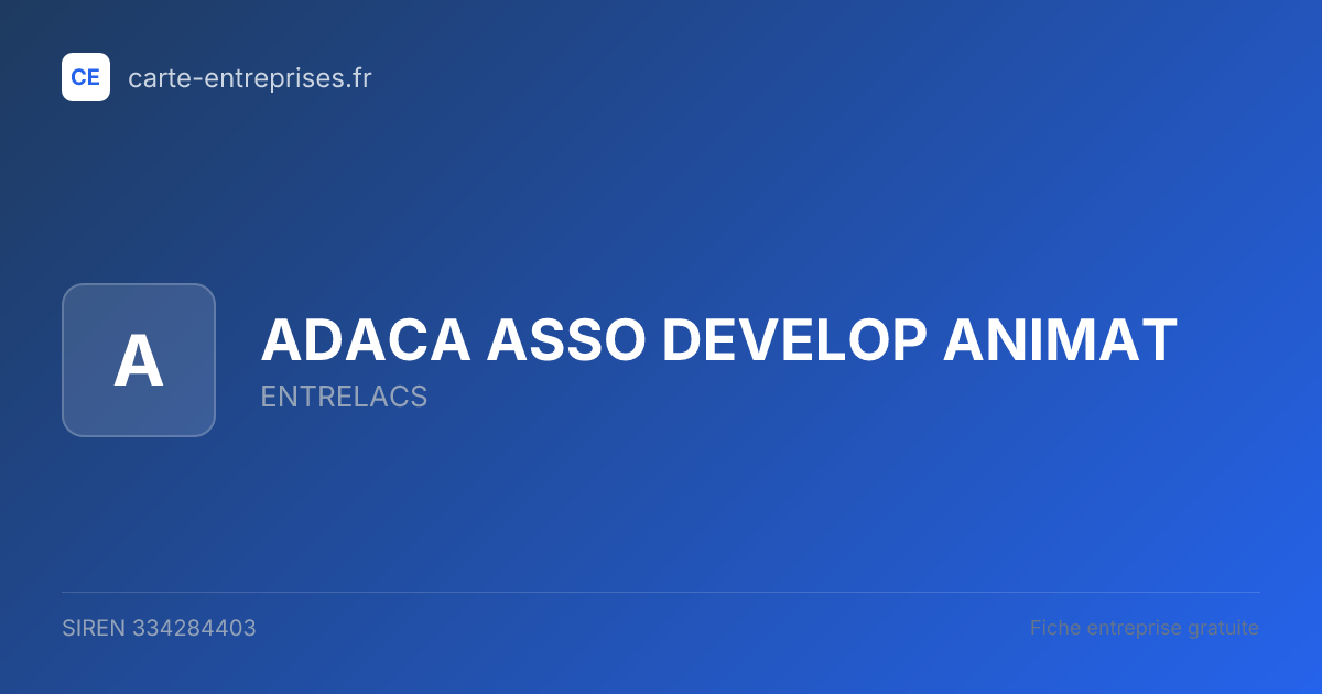ADACA ASSO DEVELOP ANIMAT — 334284403 — fiche entreprise