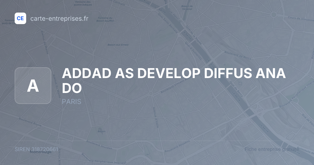 ADDAD AS DEVELOP DIFFUS ANA DO — 318720661 — fiche entreprise