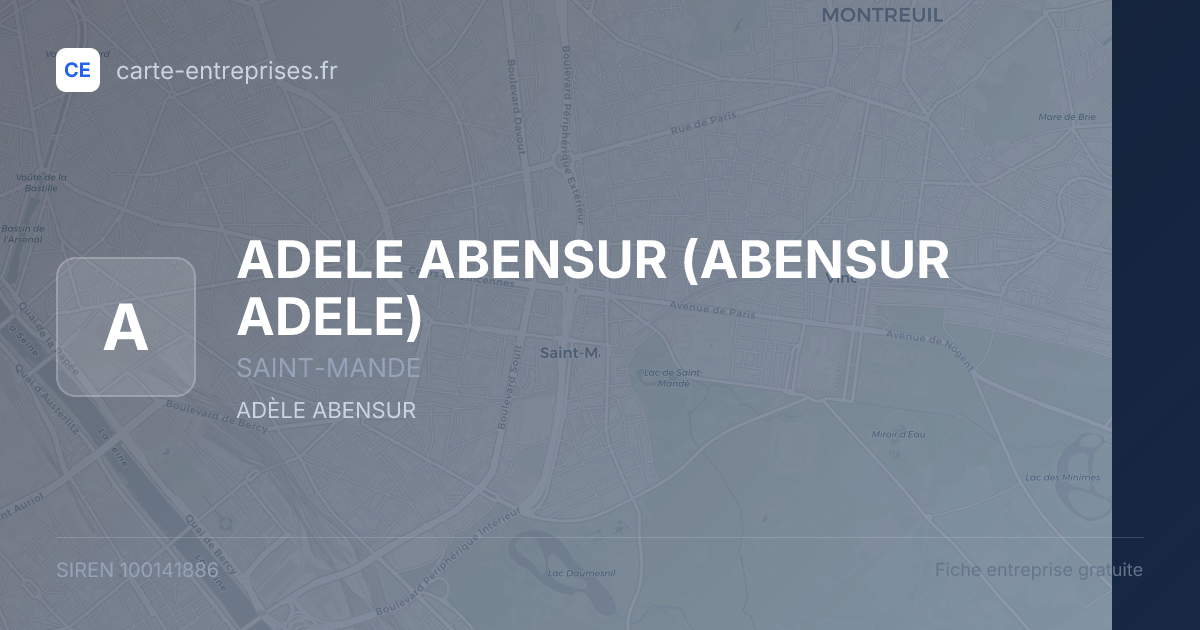 ADELE ABENSUR (ABENSUR ADELE) — 100141886 — fiche entreprise