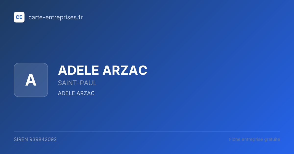 ADELE ARZAC — 939842092 — fiche entreprise