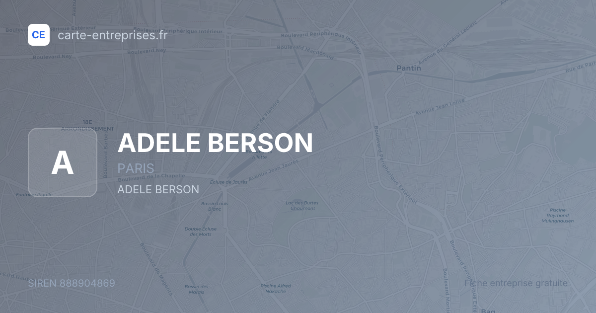 ADELE BERSON — 888904869 — fiche entreprise