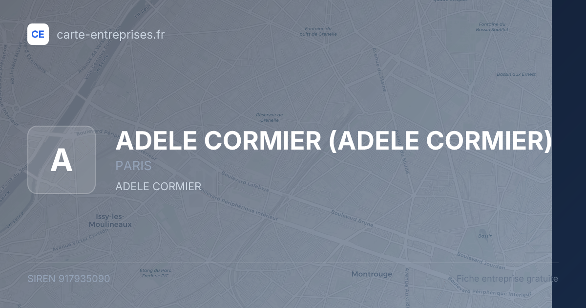 ADELE CORMIER — 917935090 — fiche entreprise