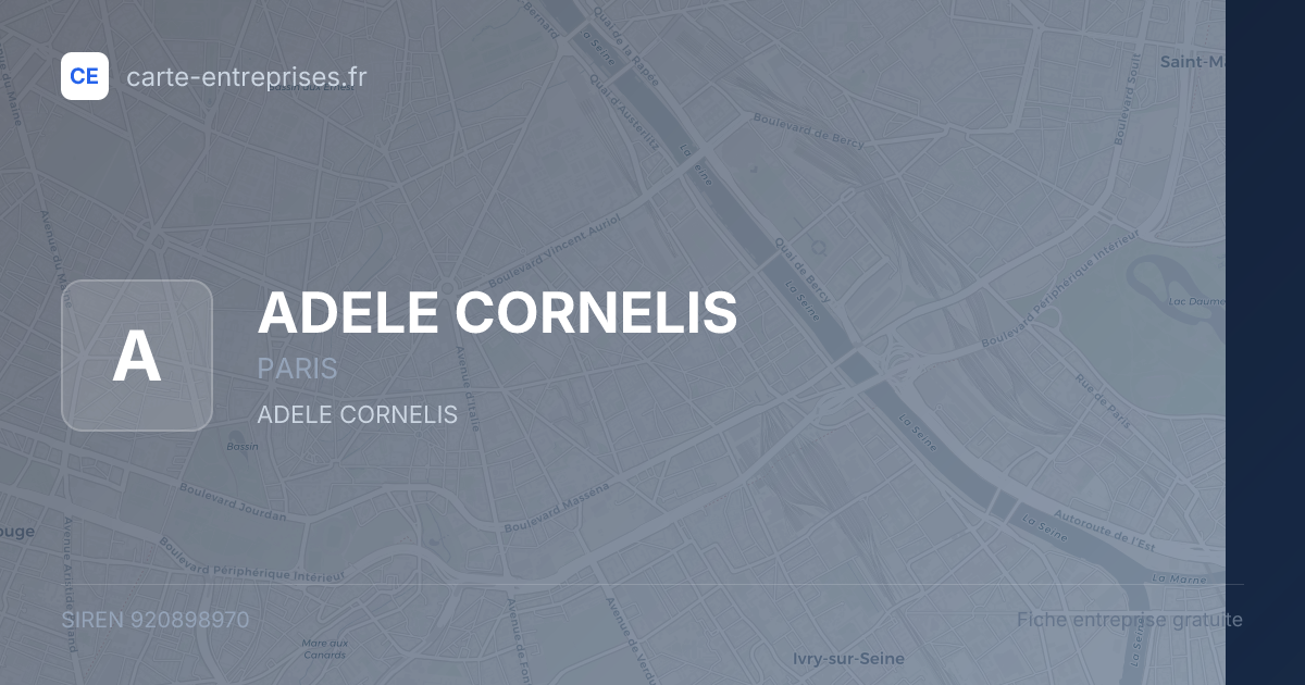 ADELE CORNELIS — 920898970 — fiche entreprise