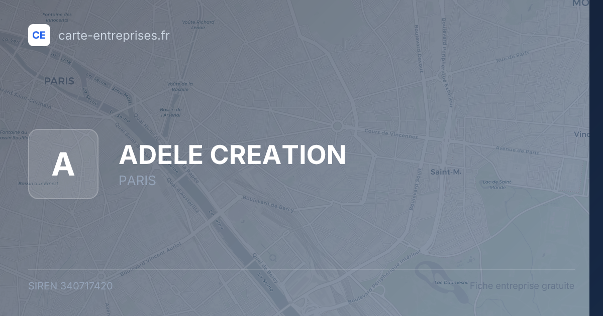 ADELE CREATION — 340717420 — fiche entreprise