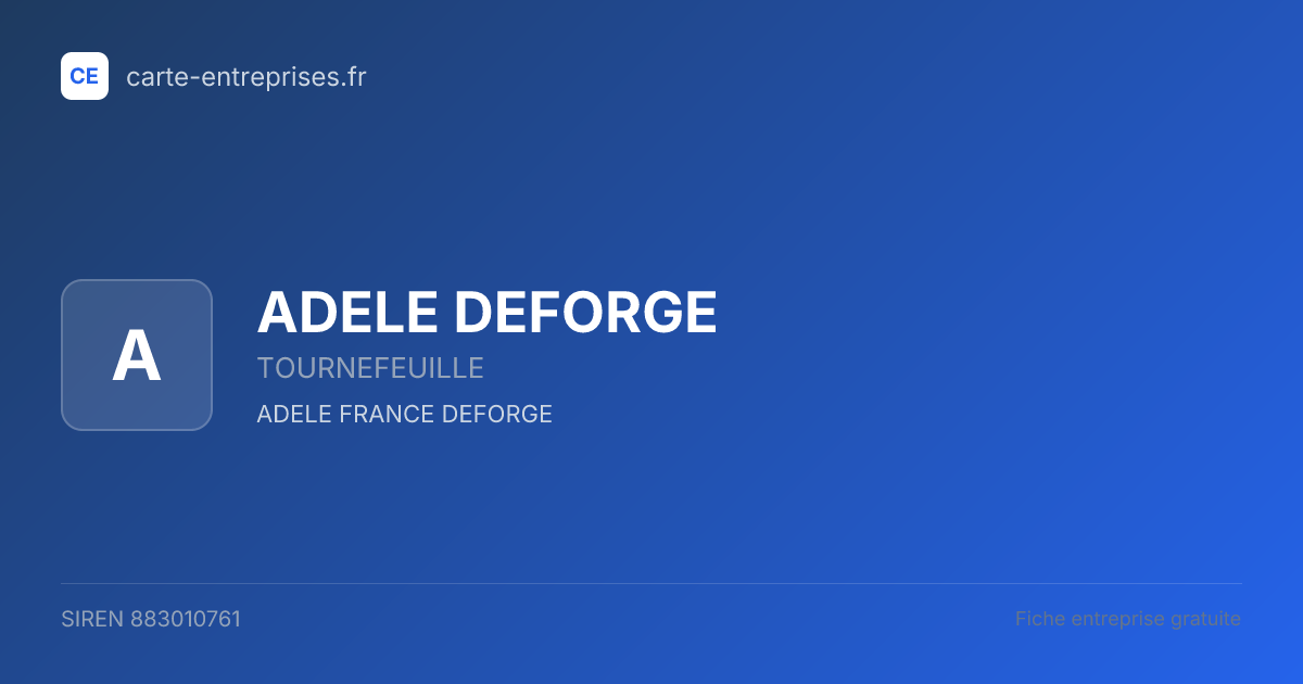 ADELE DEFORGE — 883010761 — fiche entreprise