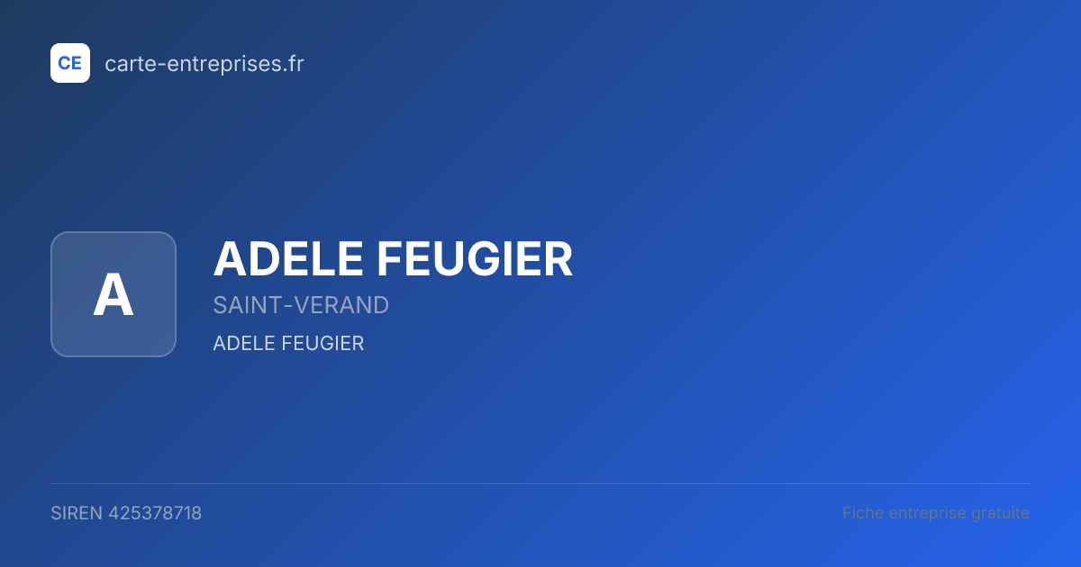 ADELE FEUGIER — 425378718 — fiche entreprise