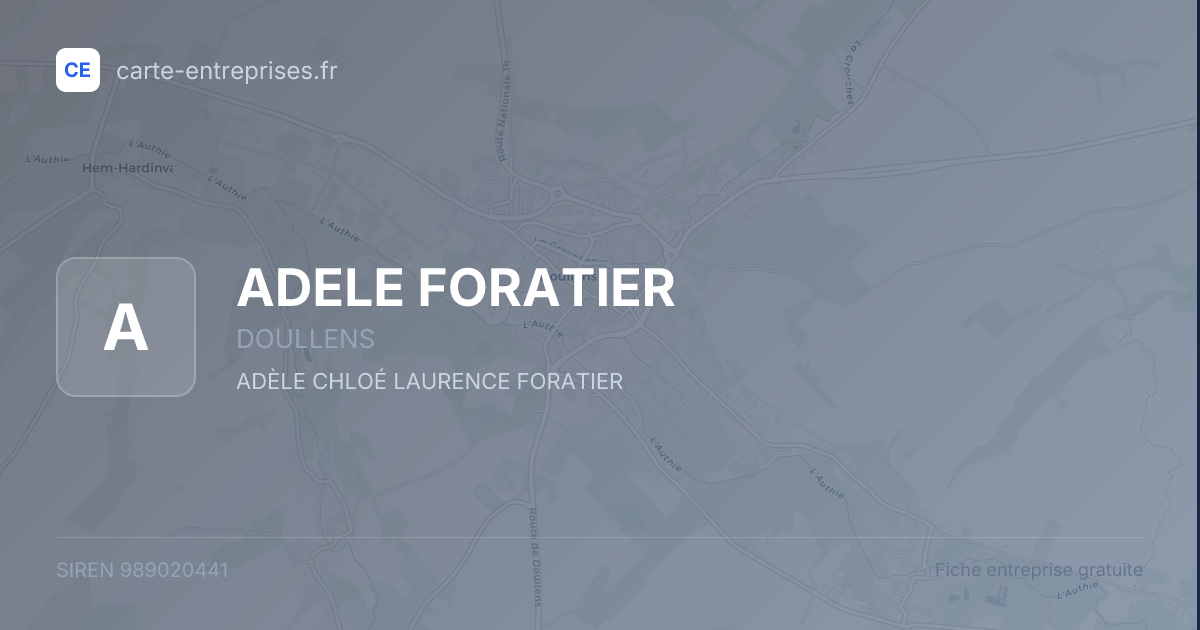 ADELE FORATIER — 989020441 — fiche entreprise