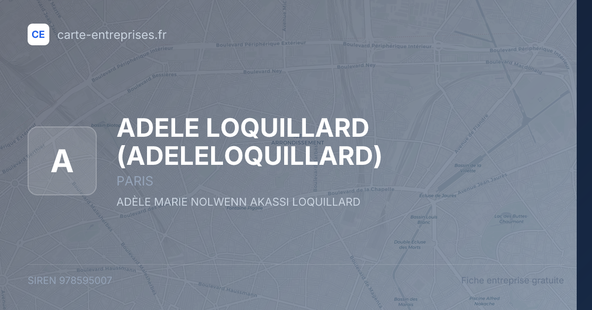 ADELE LOQUILLARD (ADELELOQUILLARD) — 978595007 — fiche entreprise