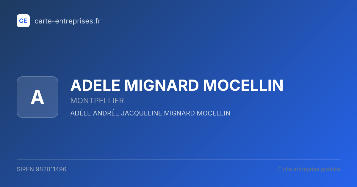 ADELE MIGNARD MOCELLIN — 982011496 — fiche entreprise