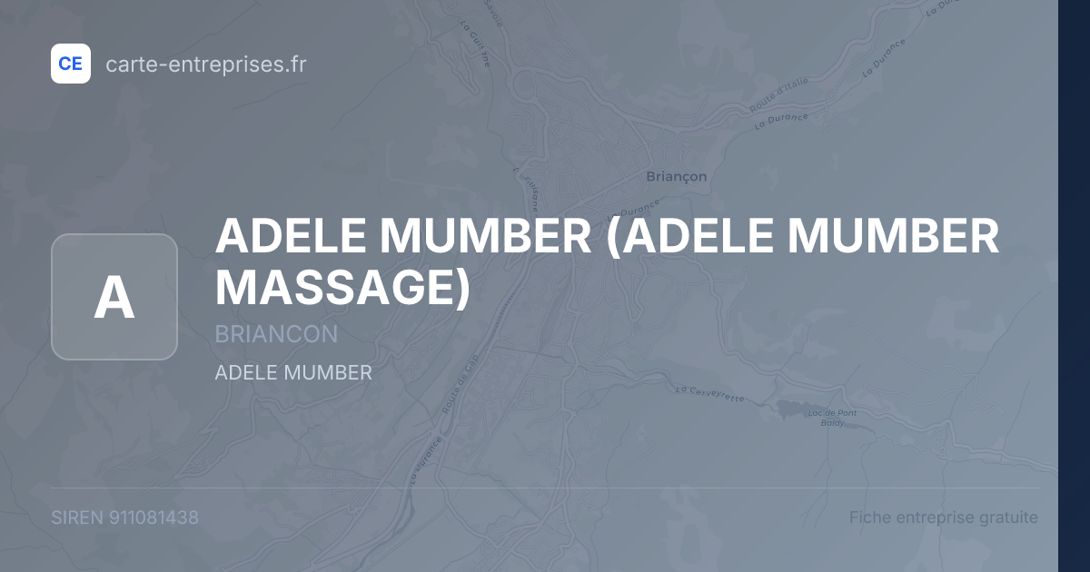ADELE MUMBER (ADELE MUMBER MASSAGE) — 911081438 — fiche entreprise
