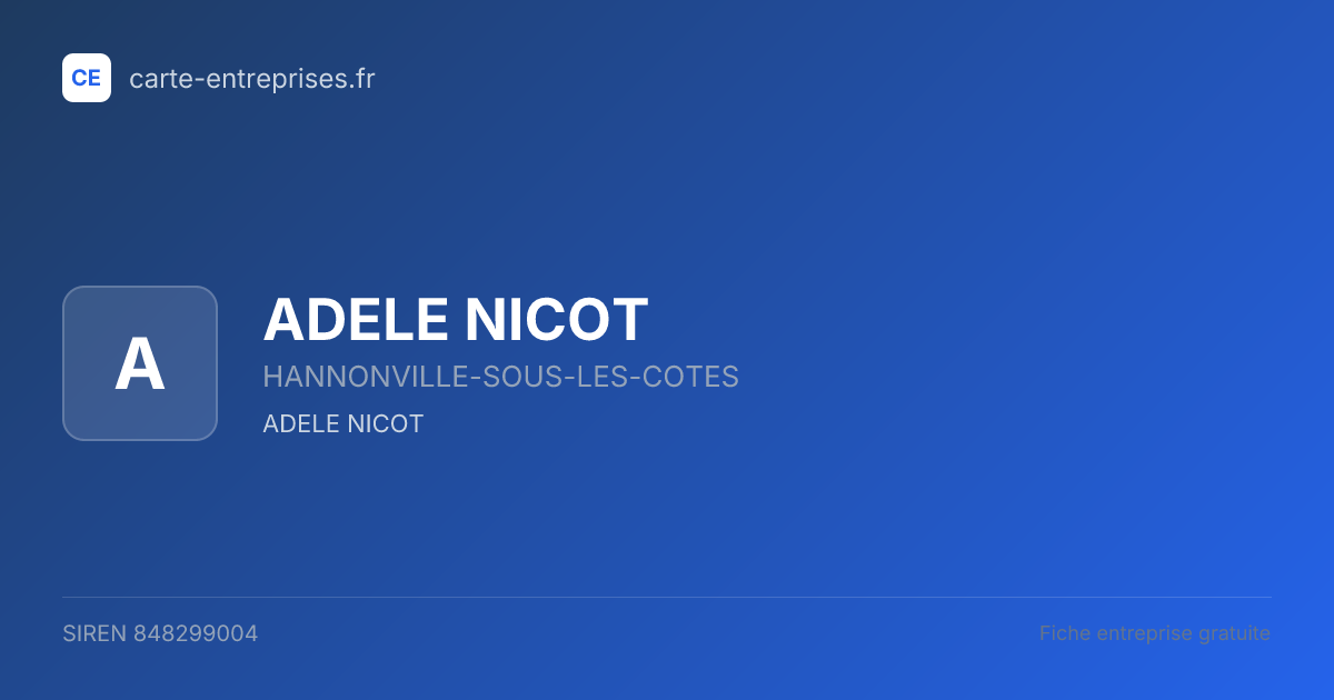 ADELE NICOT — 848299004 — fiche entreprise