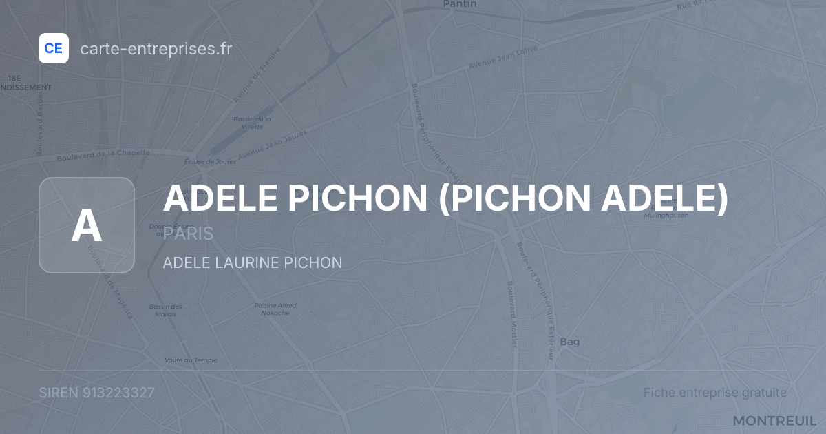 ADELE PICHON (PICHON ADELE) — 913223327 — fiche entreprise