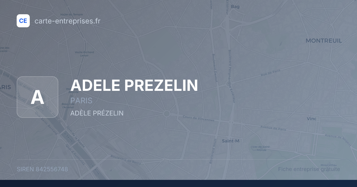 ADELE PREZELIN — 842556748 — fiche entreprise