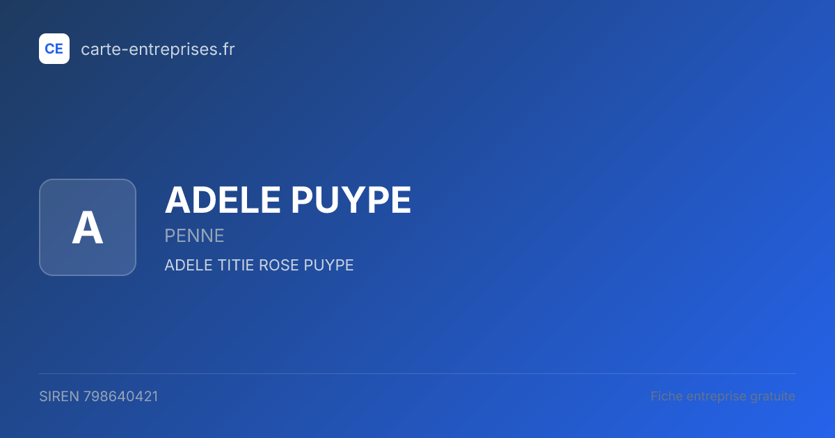 ADELE PUYPE — 798640421 — fiche entreprise