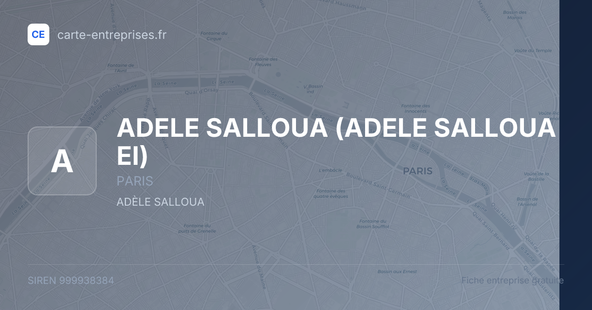 ADELE SALLOUA (ADELE SALLOUA EI) — 999938384 — fiche entreprise