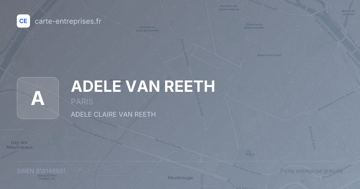 ADELE VAN REETH — 815146931 — fiche entreprise