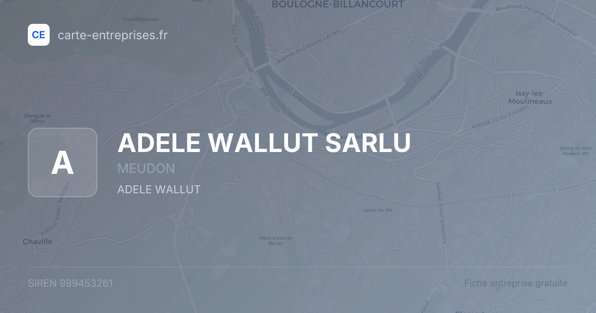 ADELE WALLUT SARLU — 989453261 — fiche entreprise