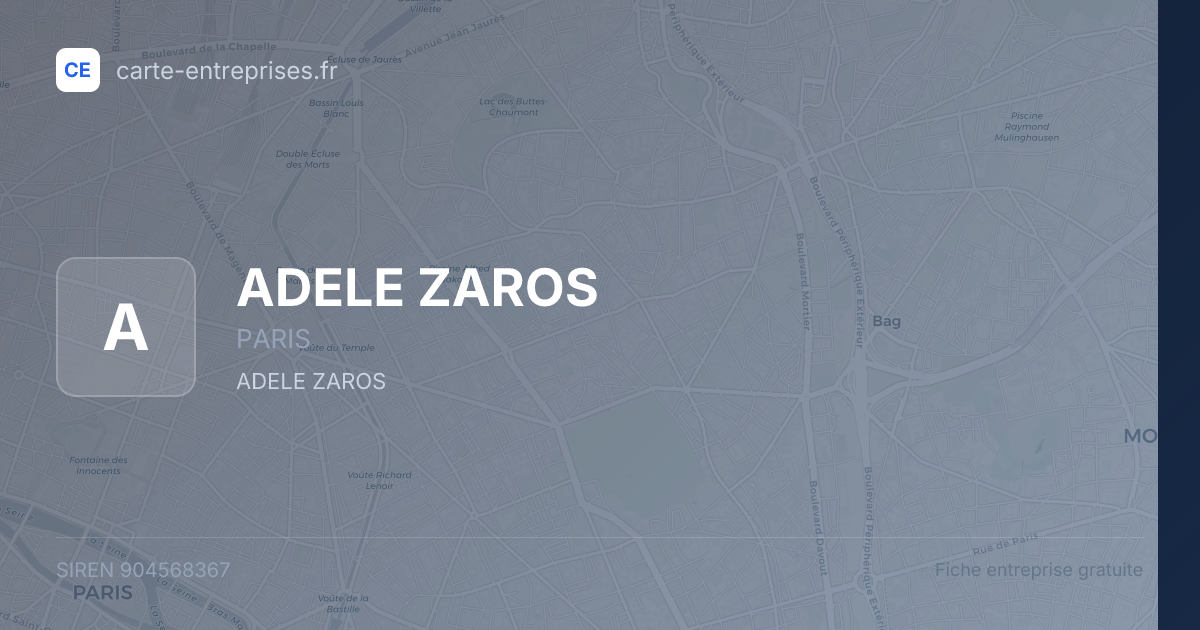 ADELE ZAROS — 904568367 — fiche entreprise