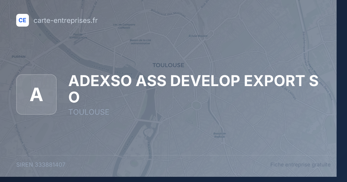ADEXSO ASS DEVELOP EXPORT S O — 333881407 — fiche entreprise