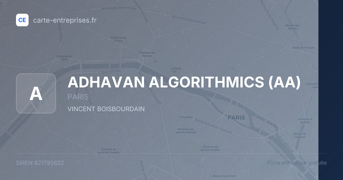 ADHAVAN ALGORITHMICS (AA) — 821795622 — fiche entreprise