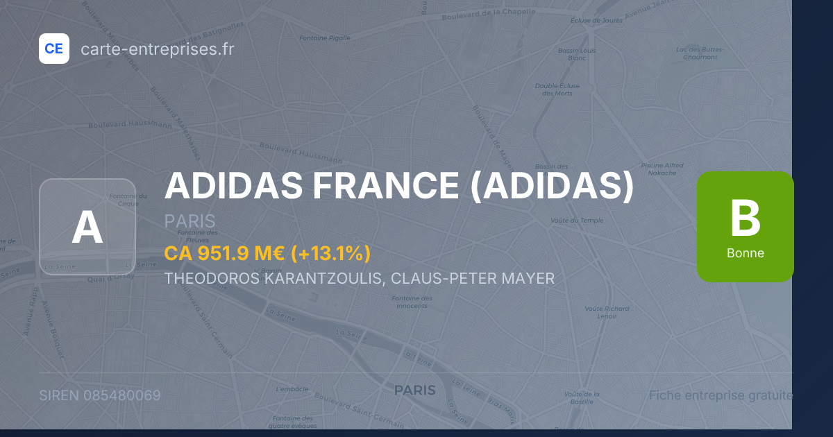 ADIDAS FRANCE (ADIDAS) — 085480069 — fiche entreprise