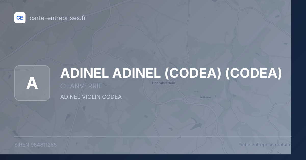 ADINEL ADINEL (CODEA) (CODEA) — 984811265 — fiche entreprise