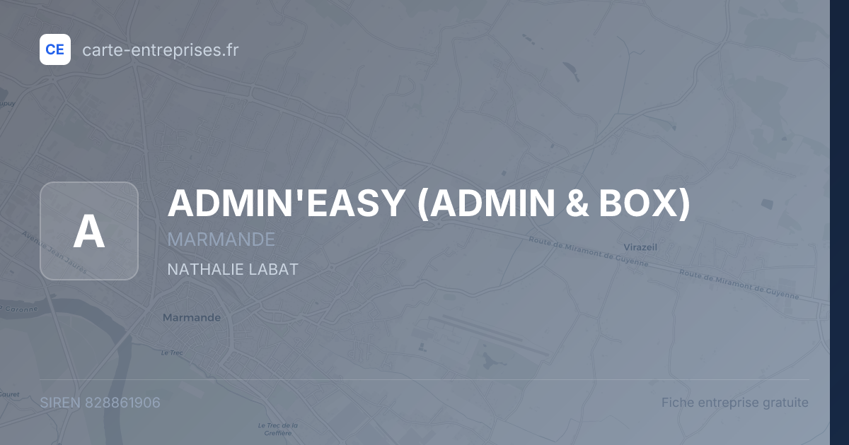 ADMIN'EASY (ADMIN & BOX) — 828861906 — fiche entreprise