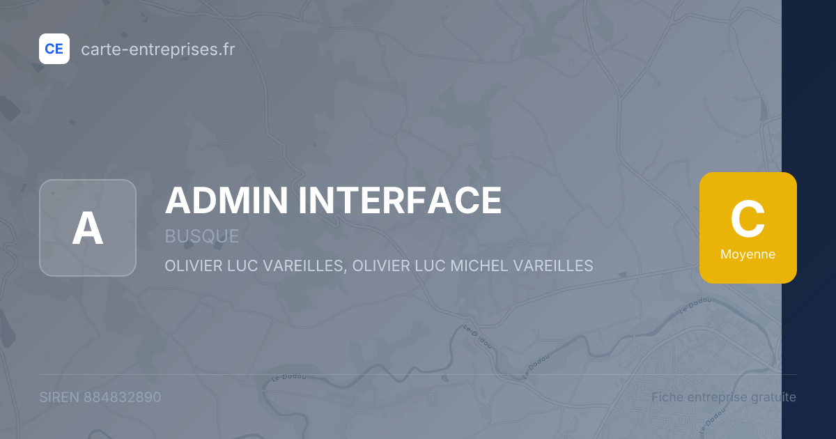 ADMIN INTERFACE — 884832890 — fiche entreprise