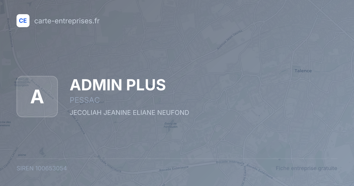 ADMIN PLUS — 100653054 — fiche entreprise