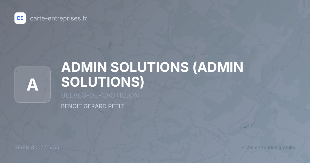 ADMIN SOLUTIONS — 800770455 — fiche entreprise
