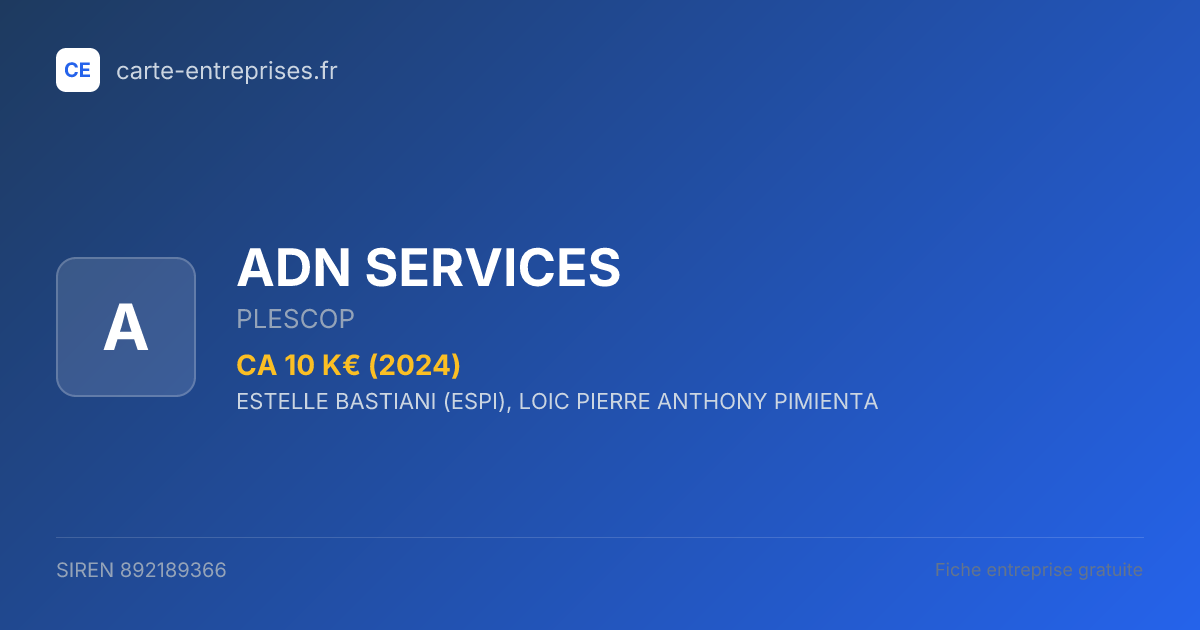 ADN SERVICES — 892189366 — fiche entreprise
