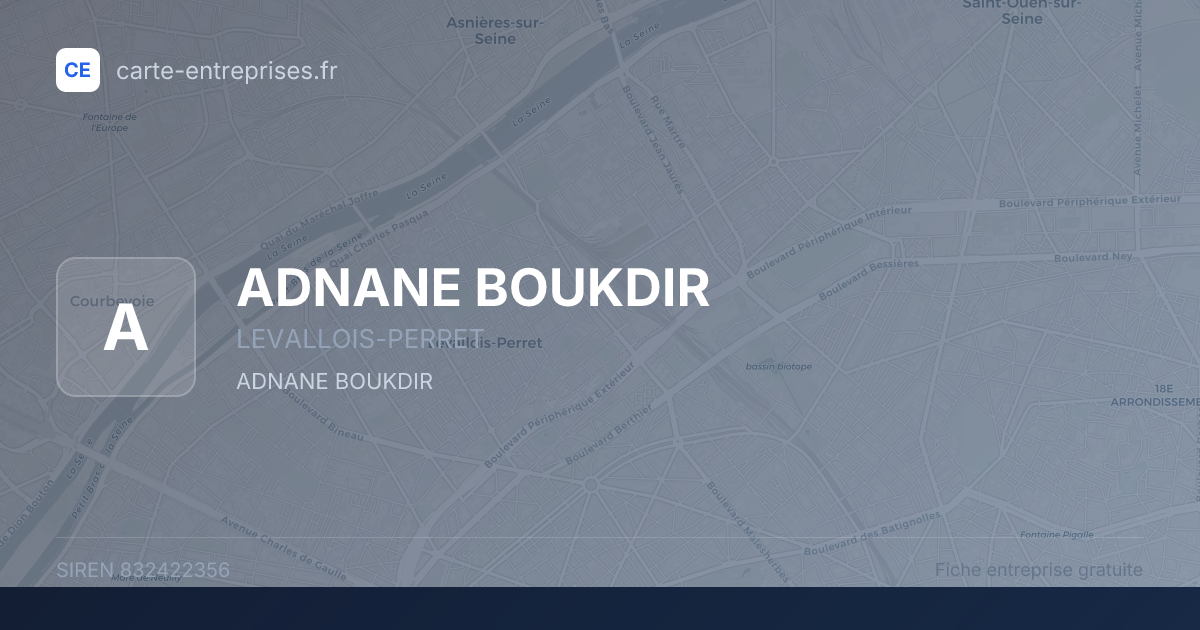 ADNANE BOUKDIR — 832422356 — fiche entreprise