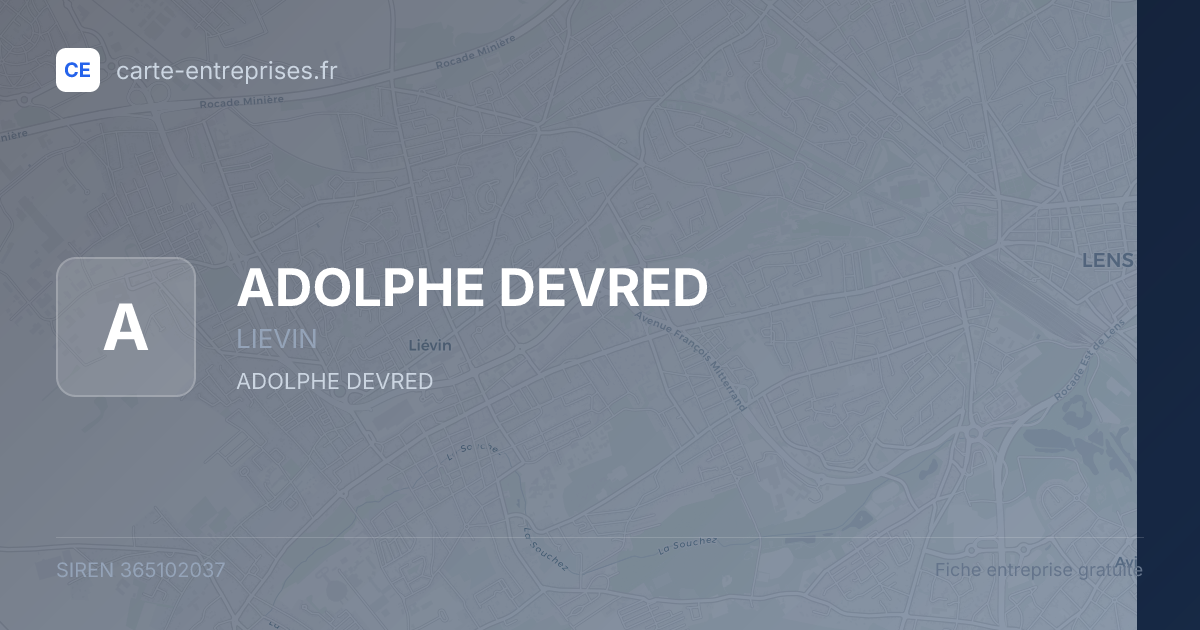 ADOLPHE DEVRED — 365102037 — fiche entreprise