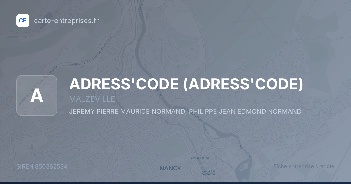 ADRESS'CODE — 850362534 — fiche entreprise
