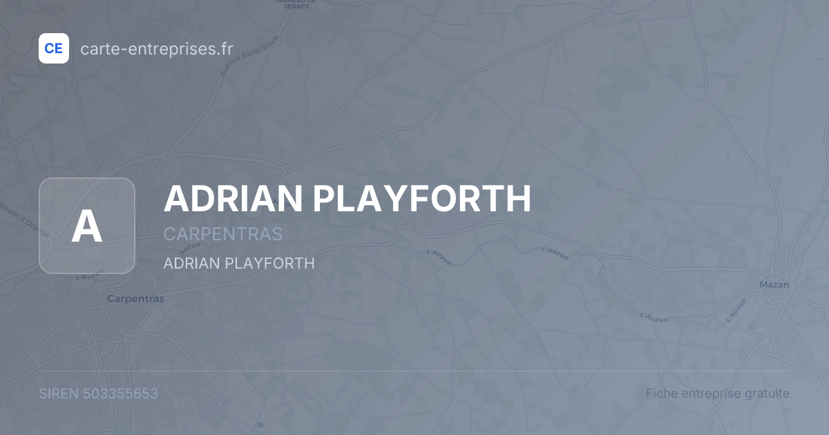 ADRIAN PLAYFORTH — 503355653 — fiche entreprise