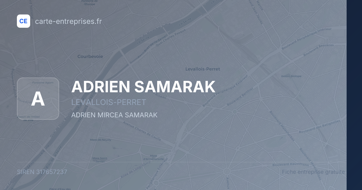ADRIEN SAMARAK — 317657237 — fiche entreprise