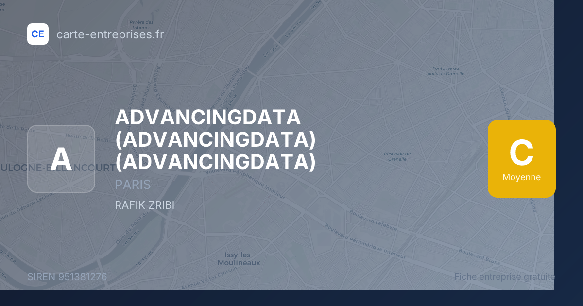 ADVANCINGDATA (ADVANCINGDATA) (ADVANCINGDATA) — 951381276 — fiche entreprise