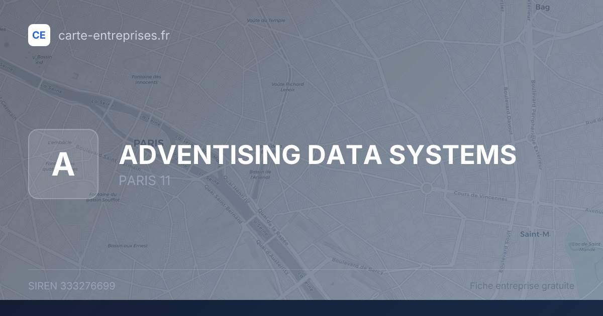 ADVENTISING DATA SYSTEMS — 333276699 — fiche entreprise