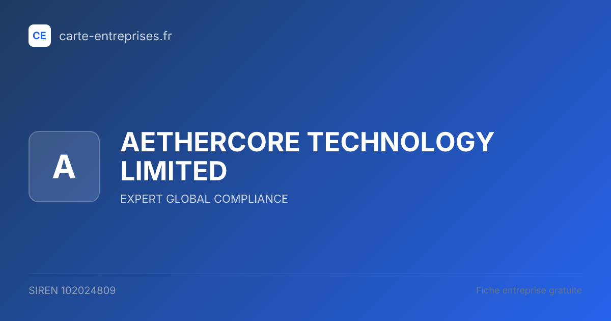 AETHERCORE TECHNOLOGY LIMITED — 102024809 — fiche entreprise