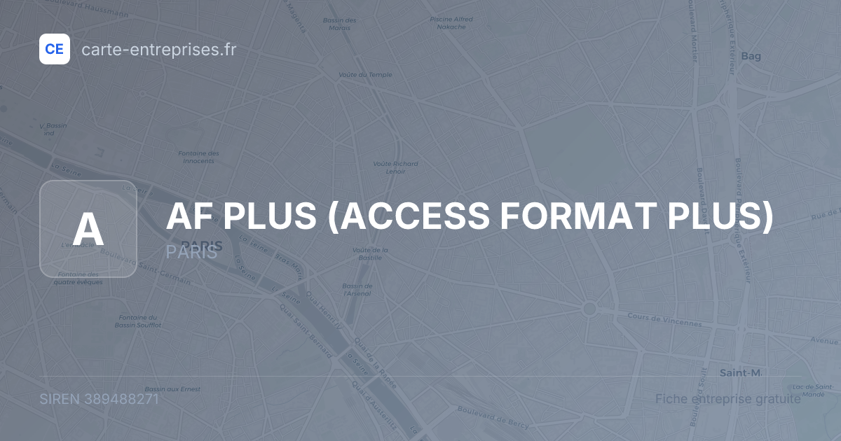 AF PLUS (ACCESS FORMAT PLUS) — 389488271 — fiche entreprise