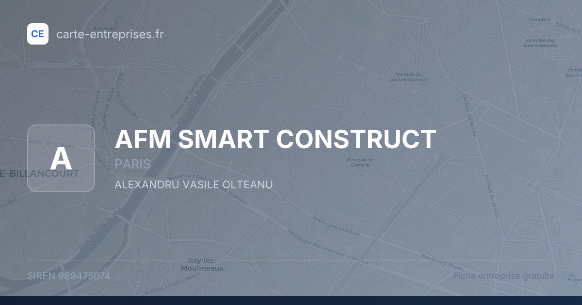 AFM SMART CONSTRUCT — 989475074 — fiche entreprise