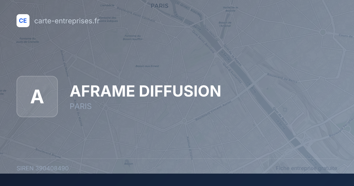 AFRAME DIFFUSION — 390408490 — fiche entreprise