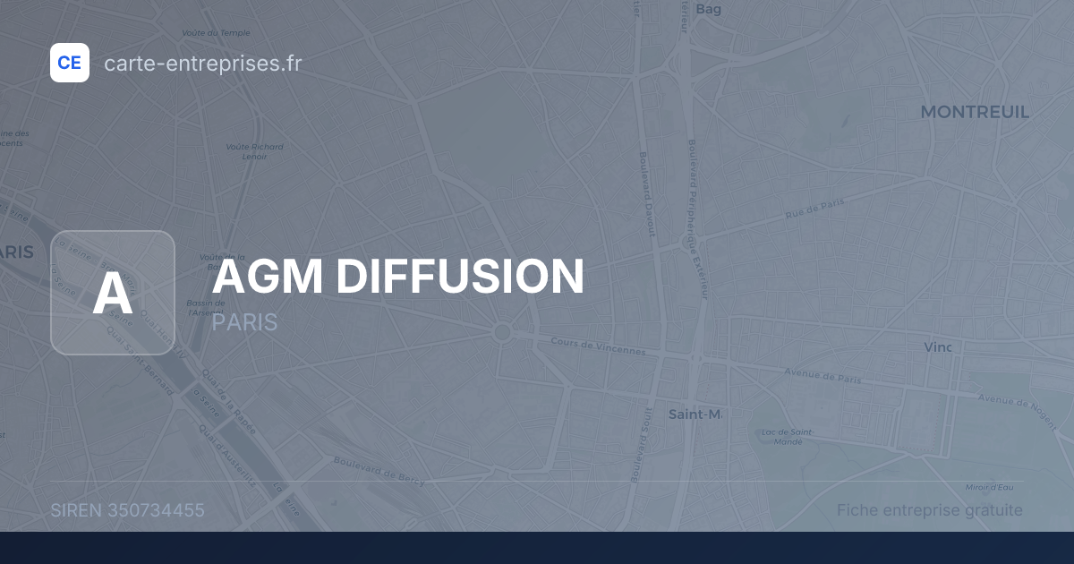 AGM DIFFUSION — 350734455 — fiche entreprise