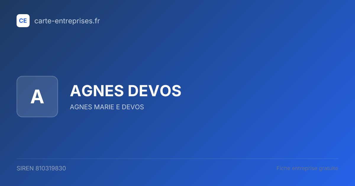 AGNES DEVOS — 810319830 — fiche entreprise