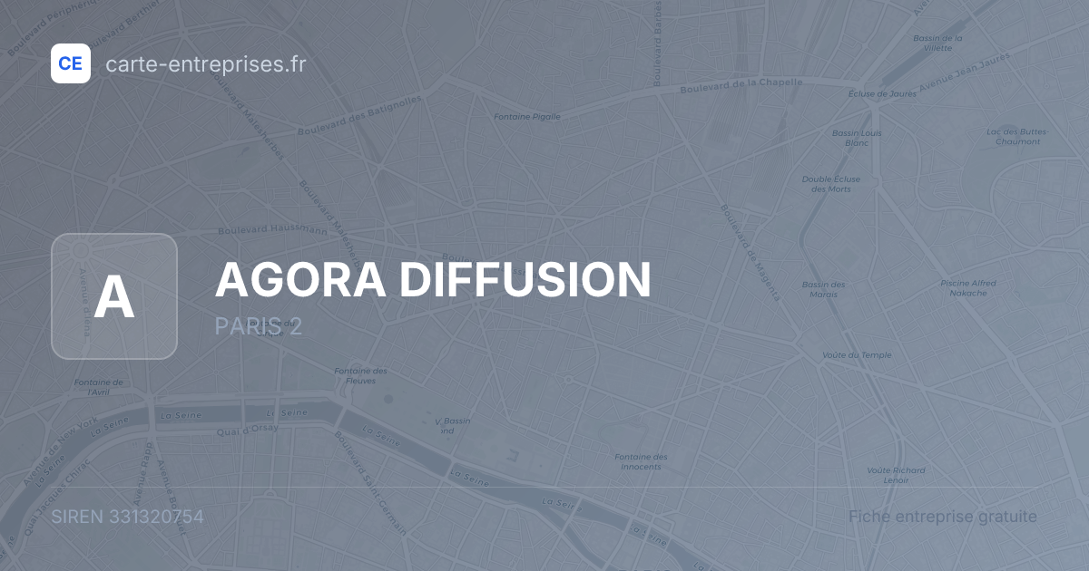 AGORA DIFFUSION — 331320754 — fiche entreprise