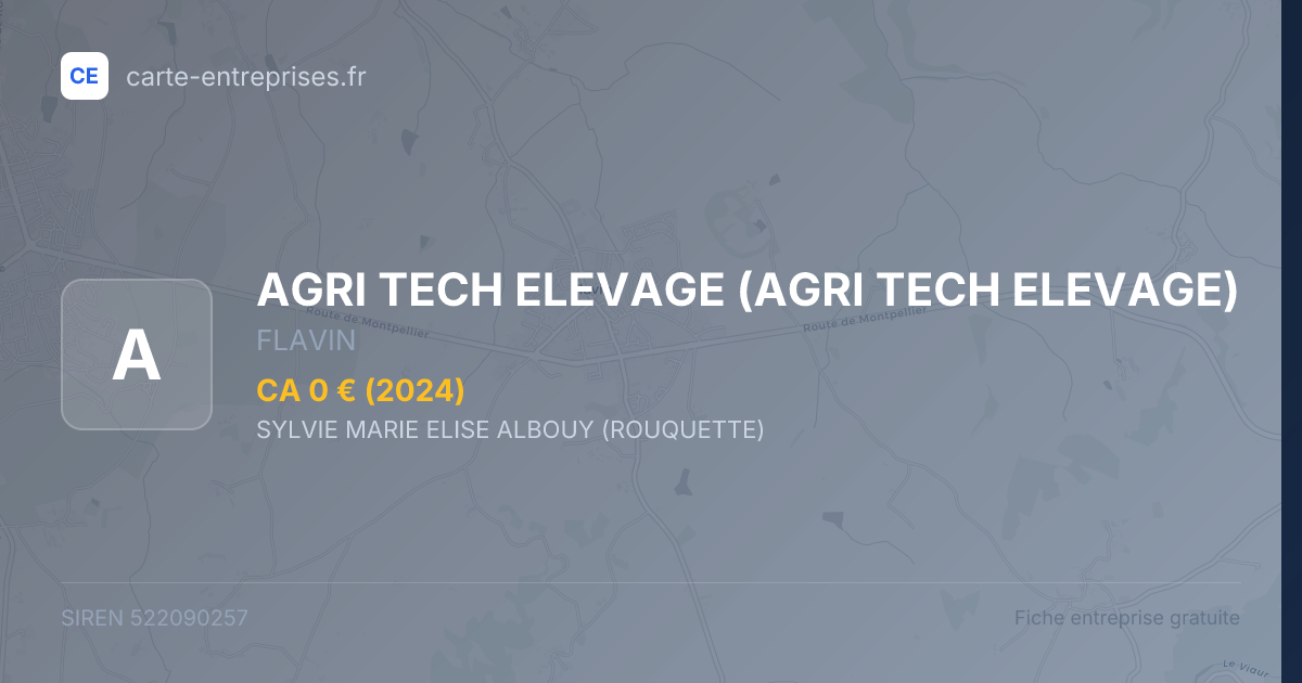 AGRI TECH ELEVAGE — 522090257 — fiche entreprise