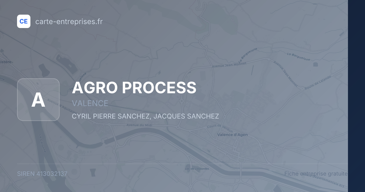 AGRO PROCESS — 413032137 — fiche entreprise