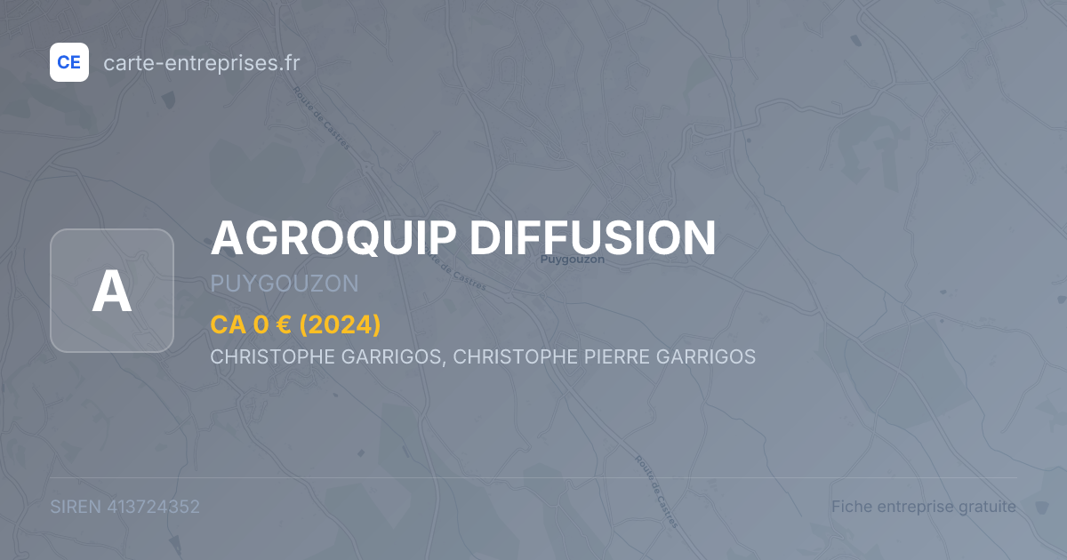 AGROQUIP DIFFUSION — 413724352 — fiche entreprise