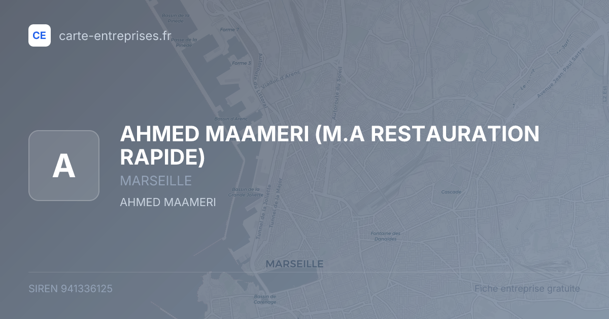 AHMED MAAMERI (M.A RESTAURATION RAPIDE) — 941336125 — fiche entreprise