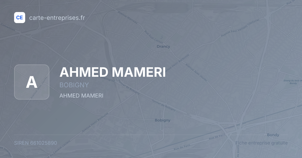 AHMED MAMERI — 661025890 — fiche entreprise